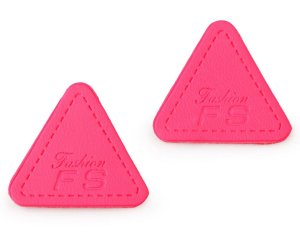 Kunstleder Aufnäher ca. 23 x 25 mm 2 Stück - FS-Fashion - neon pink 