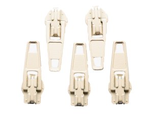 Slider / Zipper / Automatikschieber für Reißverschlüsse Größe 3 - Set 5 Stück beige