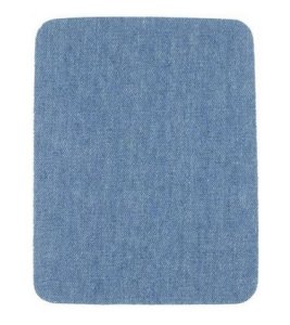 Nahaufnahme von Jeans Flicken zum Aufbügeln - 9,5cm x 12,5 cm - 2 Stück - blau