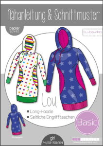 Papierschnittmuster ki-ba-doo Lou Long-Hoodie Mädchen