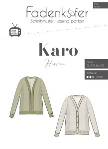 Papier-Schnittmuster Fadenkäfer Karo - Strickjacke - Herren