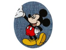 Applikation zum Aufbügeln in Jeansoptik 2 Stück Disney-Mickey Mouse - lustiger Mickey - blau