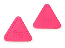 Kunstleder Aufnäher ca. 23 x 25 mm 2 Stück - FS-Fashion - neon pink 