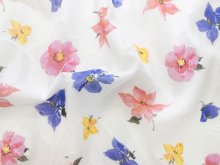 Italienische Webware Jacquard mit Digitaldruck - Florales Muster  - weiß