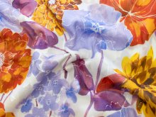 Italienische Webware Jacquard mit Digitaldruck - Florales Muster  - weiß