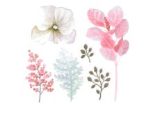 Applikation zum Aufbügeln 11cm x 10 cm - Aquarell Blumen - bunt