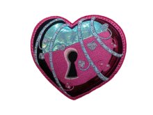 Stick-Applikation zum Aufnähen Hologramm ca. 10,5 cm x 11,5 cm - Herz - pink