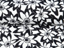  Jersey Viskose - Blumenwiese - schwarz/weiß