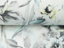 Interlock - Blumen-Muster - grau-weiß