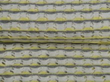 Strickjersey mit Glitzer und Lochstickerei Embroidery - aufgenähte Biesen - weiß-gelb