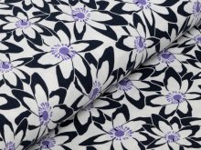 Jersey Viskose - Blumenwiese - nachtblau/weiß/lila
