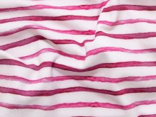 Jersey Digitaldruck - Aqaurelle Wellenstreifen - wollweiß - pink