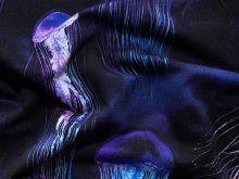 Sweat French Terry Digitaldruck - Quallen - marine - lila