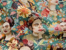 Jacquard Gobelin Dekostoff - Frida Kahlo - türkis