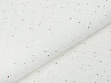 Musselin Double Gauze Rautenstepper mit Foliendruck - unregelmäßige Punkte - uni wollweiß