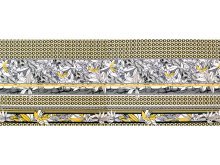 Jersey Viskose  PANEL ca. 65cm x 170cm - Blumen auf geometrischem Muster - grau/gelb