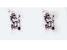 Jersey Viskose PANEL ca. 150cm x 75cm - Blumen und Schriftzüge - wollweiß/rosa