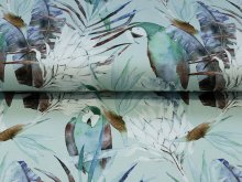 Jersey Viskose Digitaldruck - Papagei - türkis