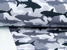 Sweat French Terry - Haie auf Camouflage - grau