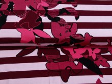 Jersey Viskose PANEL ca. 80 cm x 160 cm - Blumen auf Streifen - rosa
