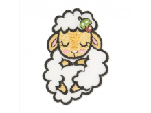 Applikation zum Aufbügeln schlafende Tiere - Schaf - weiß