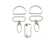 Taschenzubehör-Set Metall 30 mm – Silber