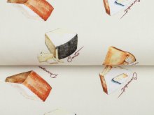 Webware Popeline Baumwolle Digitaldruck - köstliche Käsesorten - natur