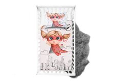 Webware Baumwolle PANEL 100 cm x 135 cm - kleine Superheldin Ladybug - weiß